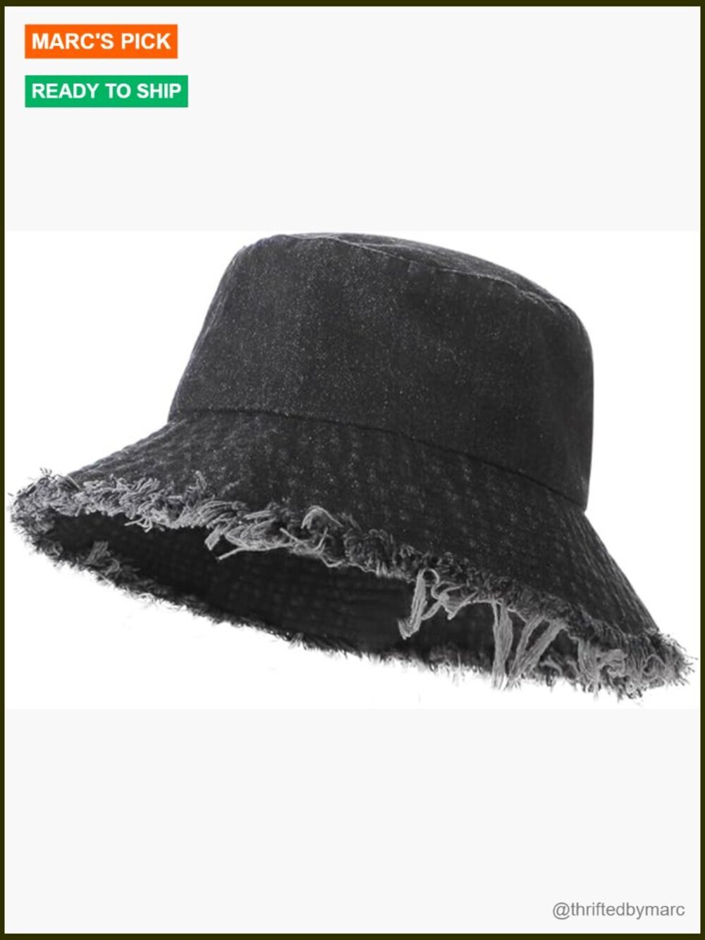 Frayed Denim Bucket Hat Distressed Fisherman Cap Wide Brim Boonie Sun Hat